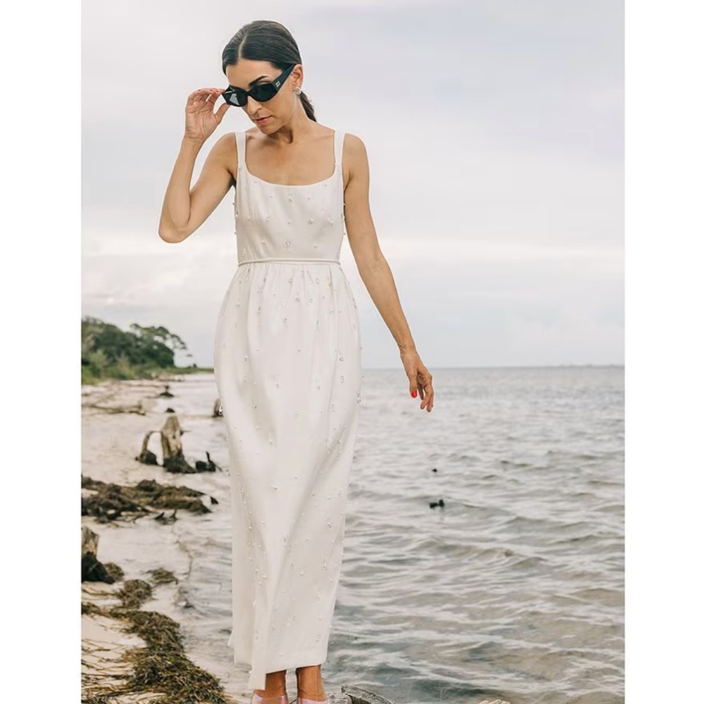 ANTONIO MELANI White Embellished Midi Dress